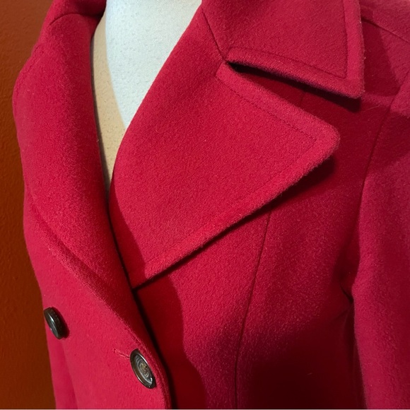 Fleurette x Loro Piana Women’s Timeless 100%‎ Wool Red Double Breasted Pea Coat - Picture 4 of 9